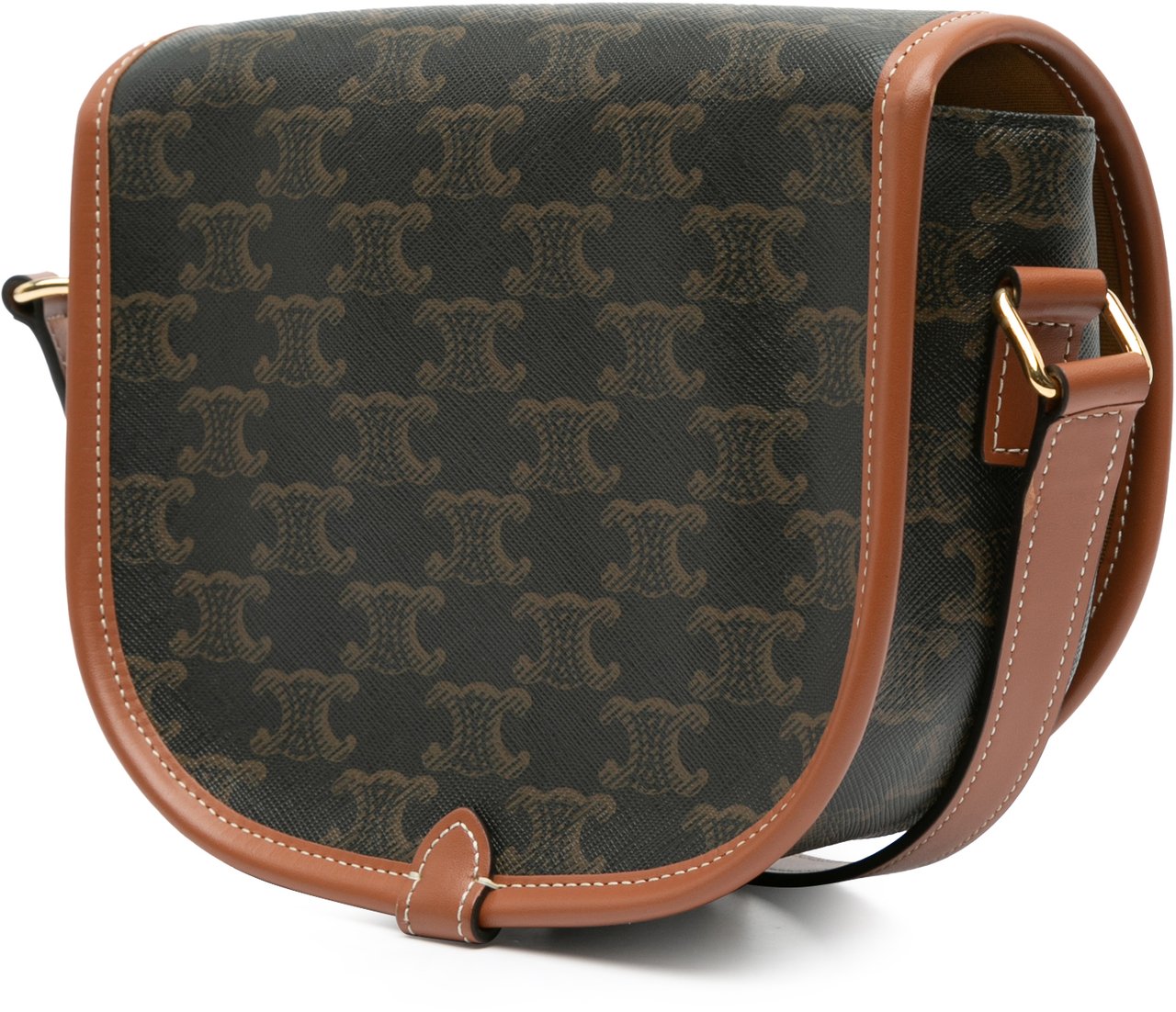 Celine Medium Triomphe Coated Canvas Folco Crossbody Bruin