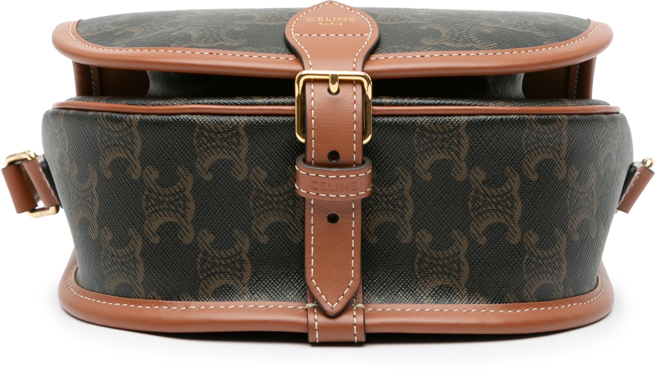 Celine Medium Triomphe Coated Canvas Folco Crossbody Bruin