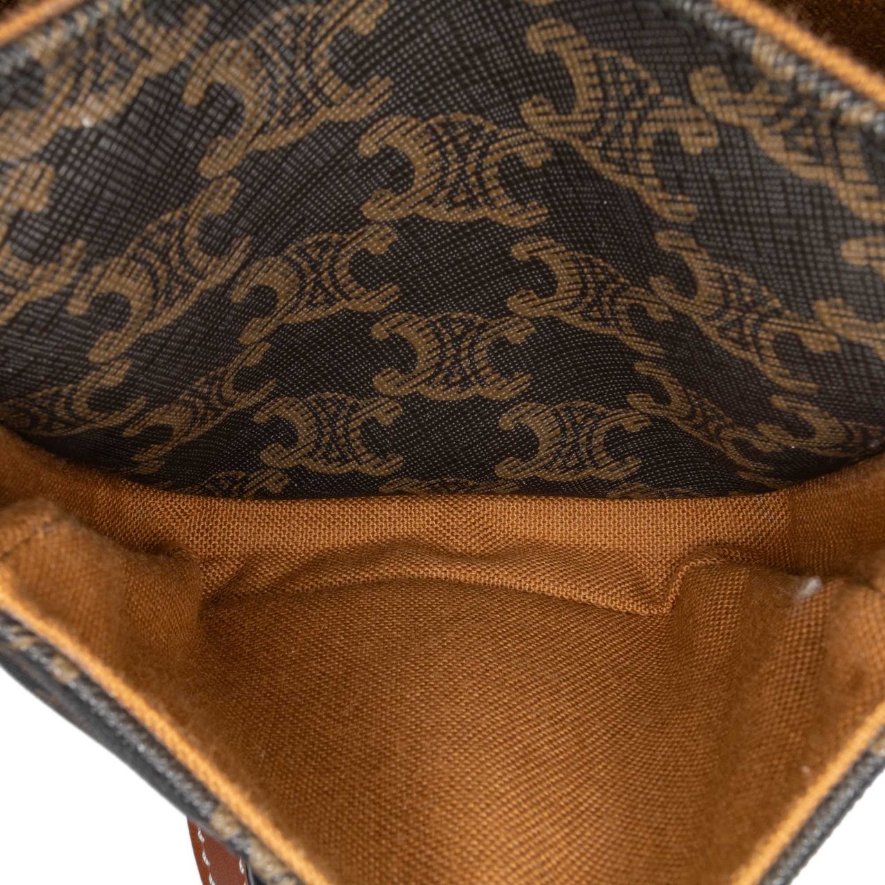 Celine Medium Triomphe Coated Canvas Folco Crossbody Bruin