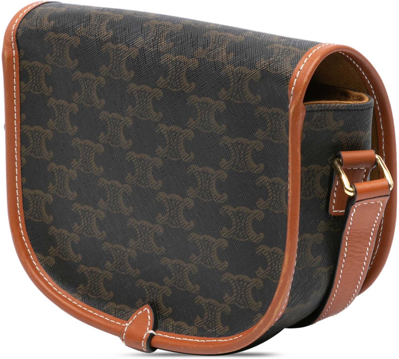Celine Medium Triomphe Coated Canvas Folco Crossbody Bruin