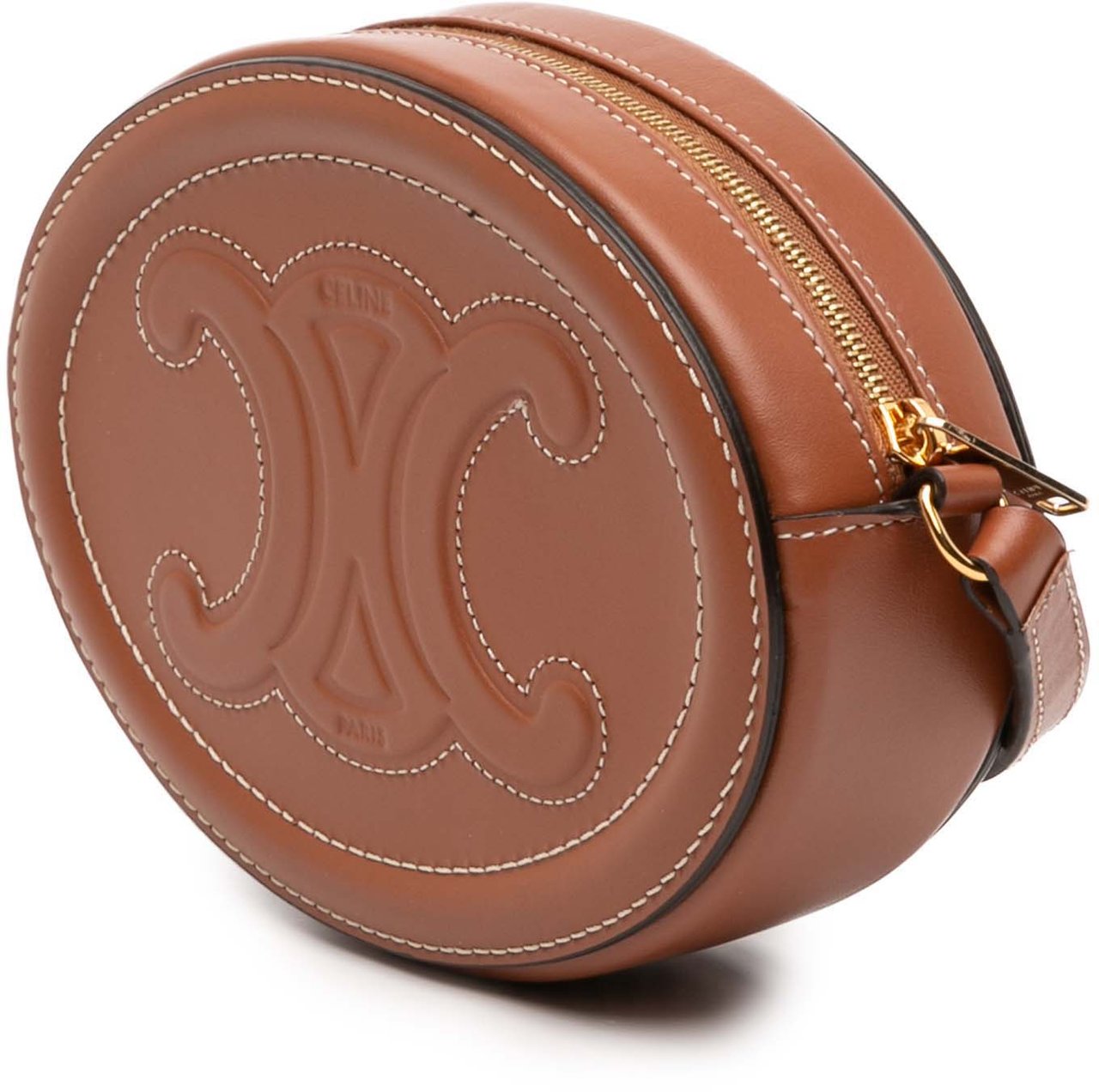 Celine Small Calfskin Cuir Triomphe Oval Crossbody Bruin