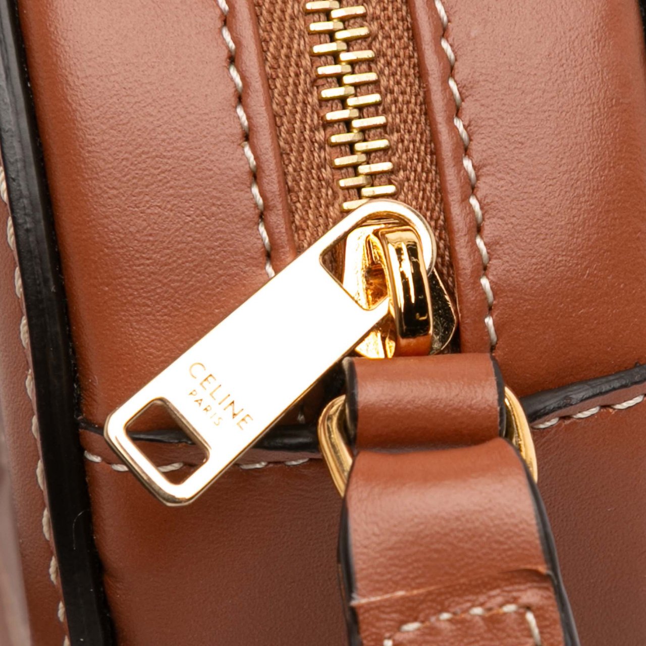 Celine Small Calfskin Cuir Triomphe Oval Crossbody Bruin