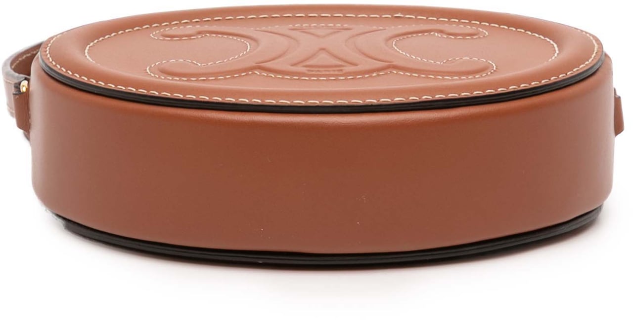 Celine Small Calfskin Cuir Triomphe Oval Crossbody Bruin