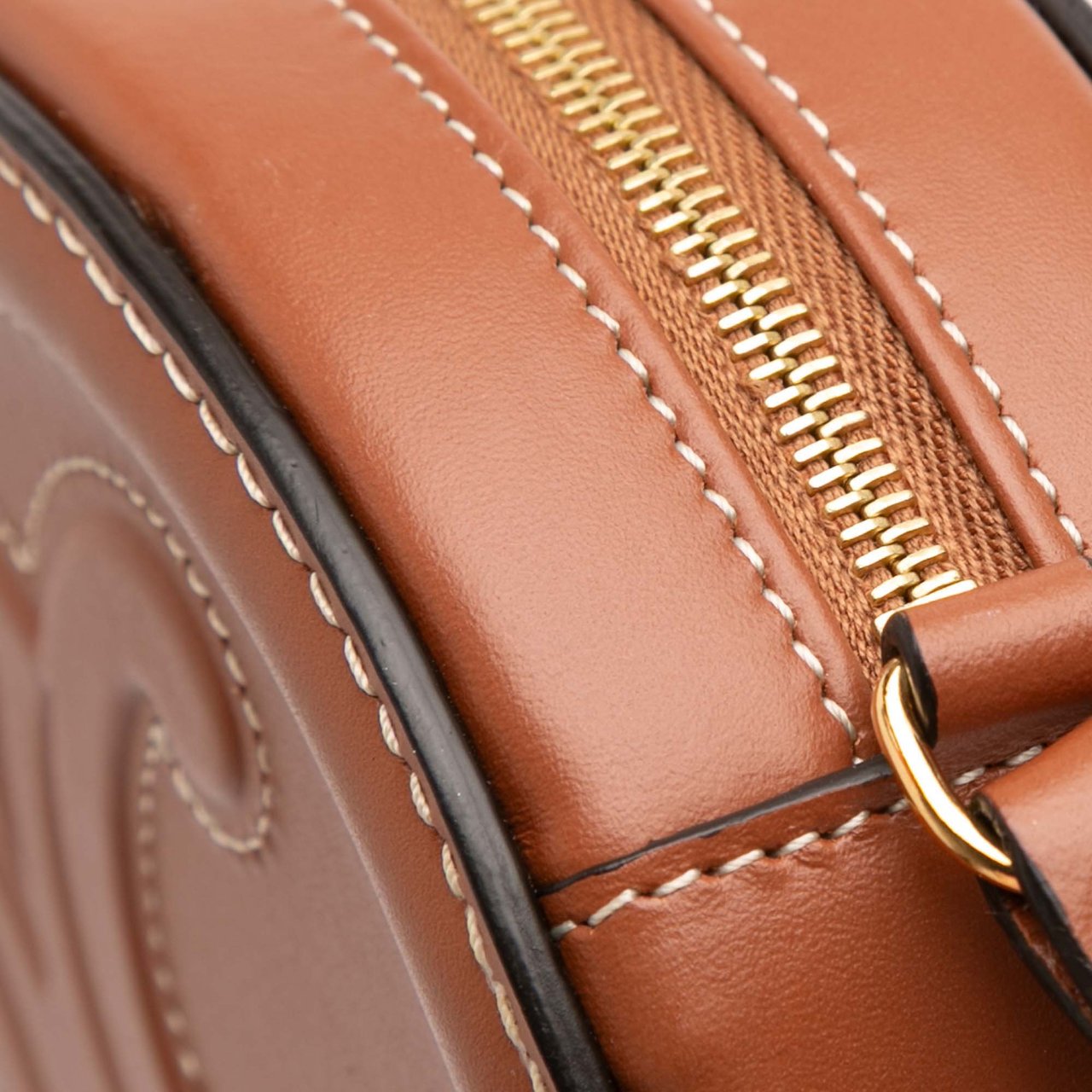 Celine Small Calfskin Cuir Triomphe Oval Crossbody Bruin