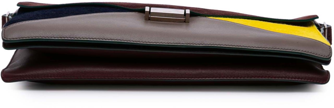 Celine Suede Calfskin and Pony Hair Diamond Clutch Rood