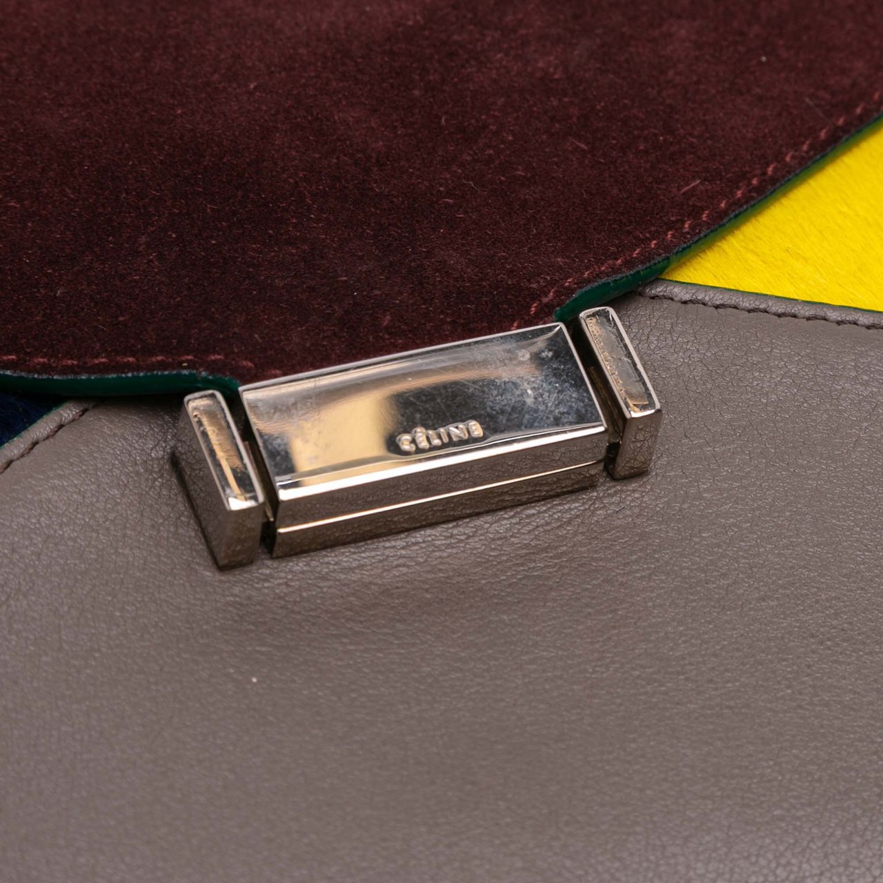 Celine Suede Calfskin and Pony Hair Diamond Clutch Rood