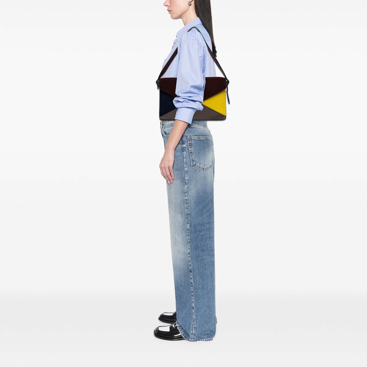 Celine Suede Calfskin and Pony Hair Diamond Clutch Rood
