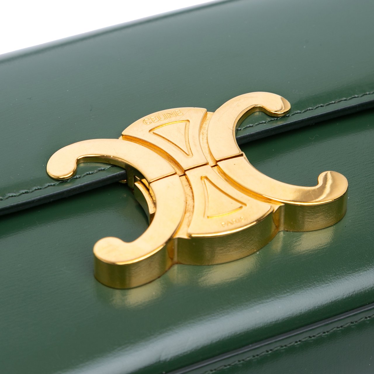 Celine Shiny Calfskin Claude Shoulder Bag Groen