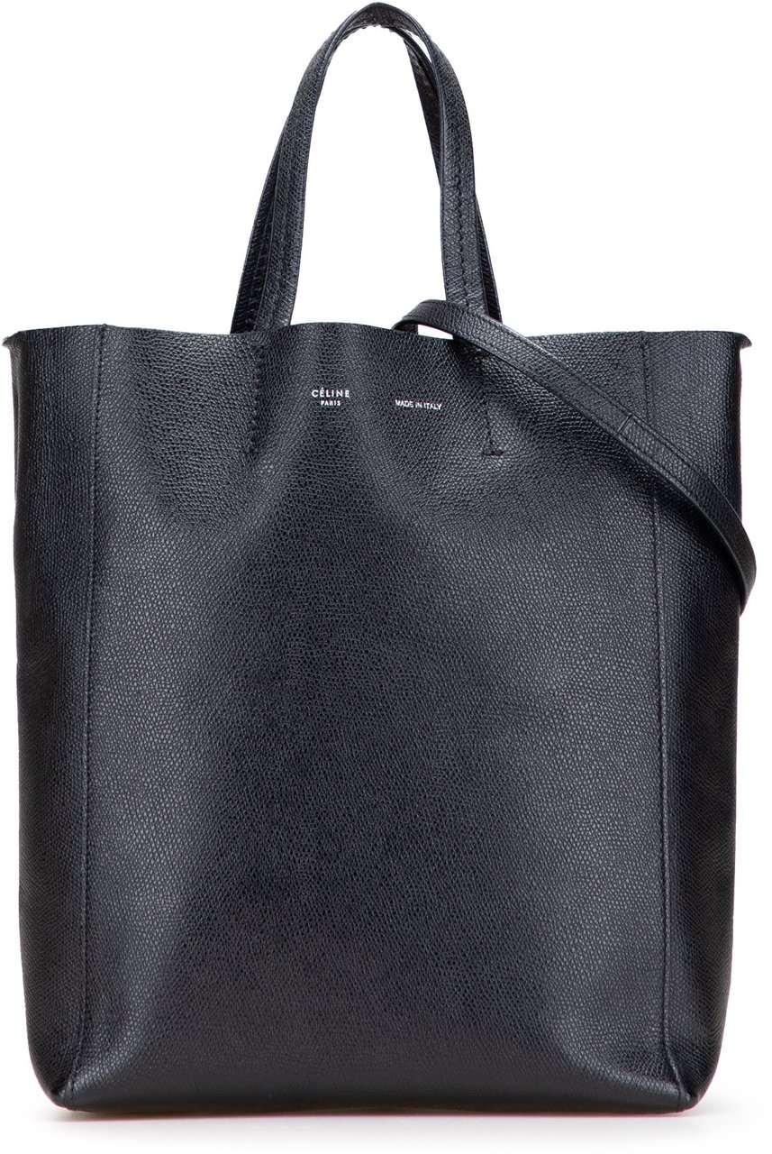Celine Small Grained Calfskin Vertical Cabas Satchel Zwart