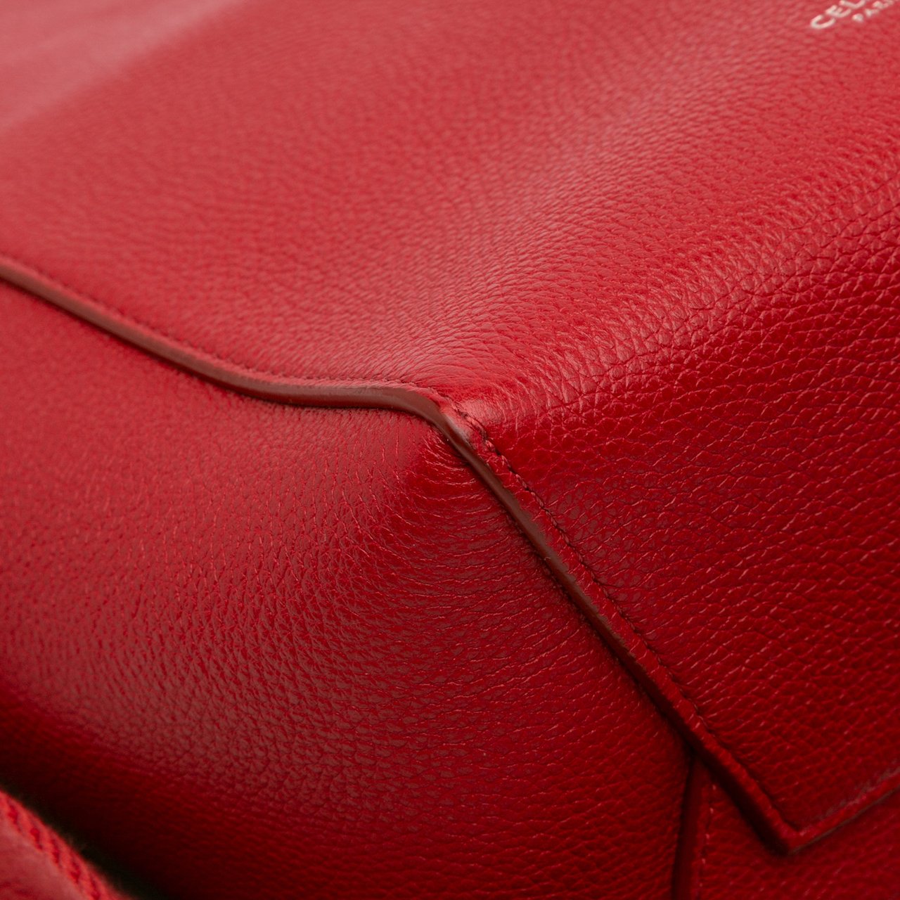 Celine Small Leather Seau Sangle Bucket Bag Rood