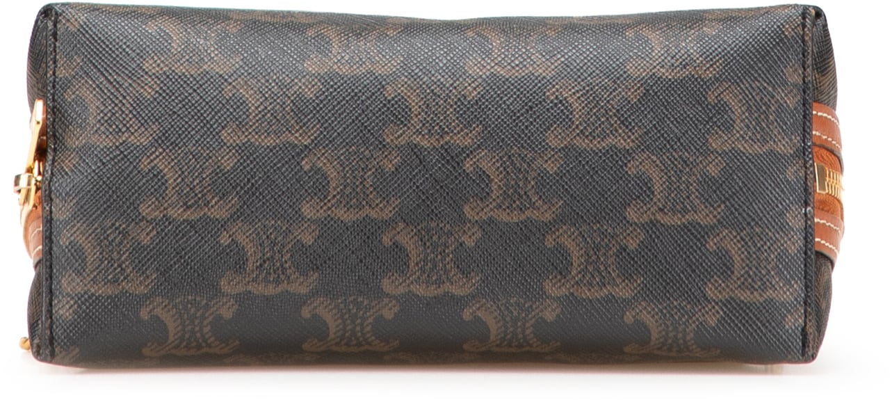 Celine Triomphe Coated Canvas Clutch On Chain Bruin