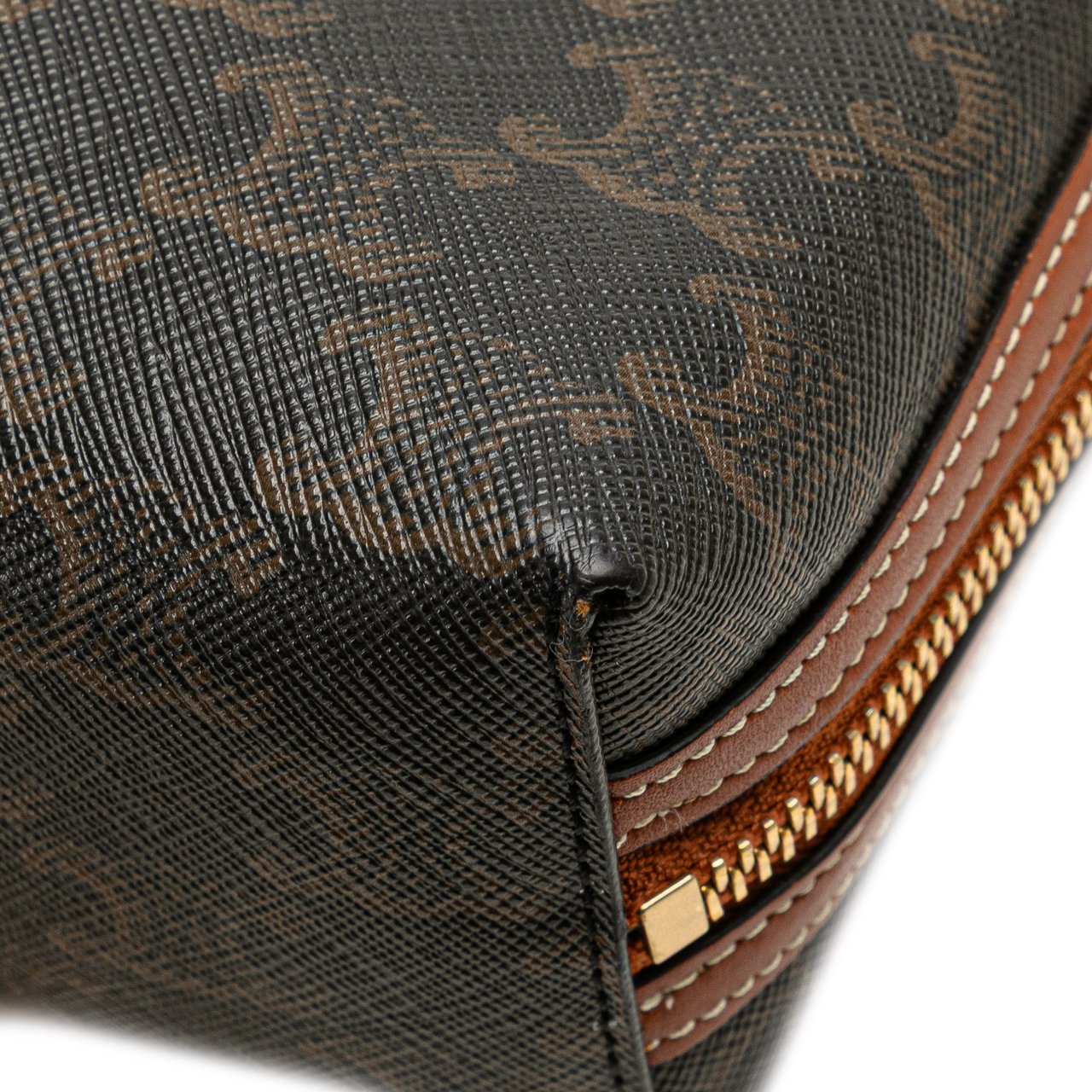 Celine Triomphe Coated Canvas Clutch On Chain Bruin
