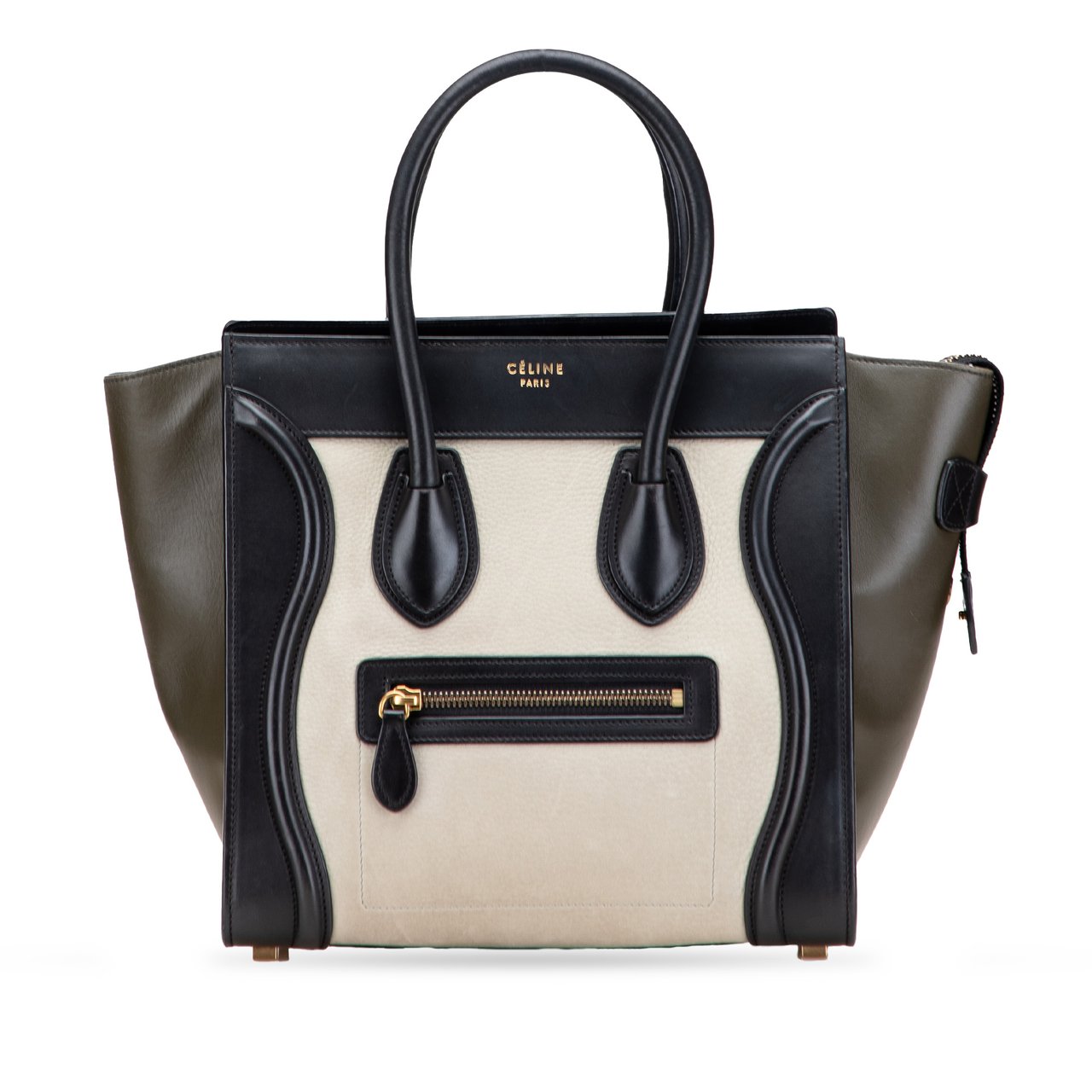 Celine Micro Tricolor Leather Luggage Tote Wit