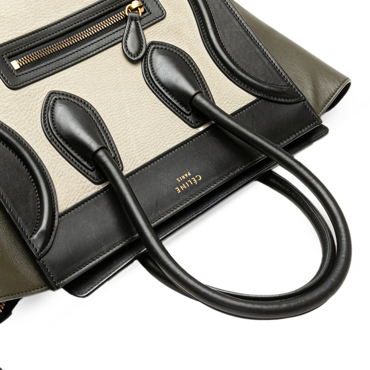 Celine Micro Tricolor Leather Luggage Tote Wit