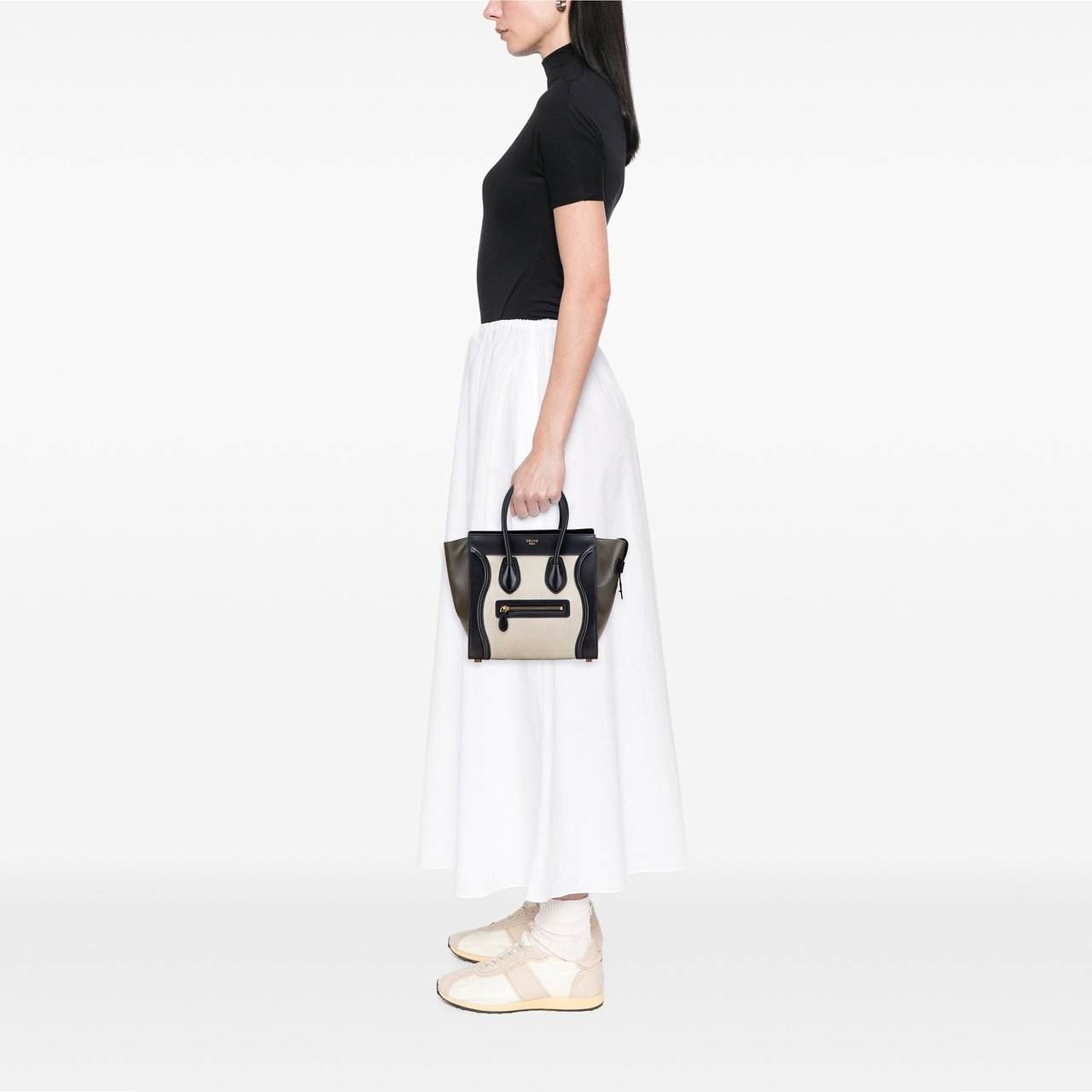 Celine Micro Tricolor Leather Luggage Tote Wit