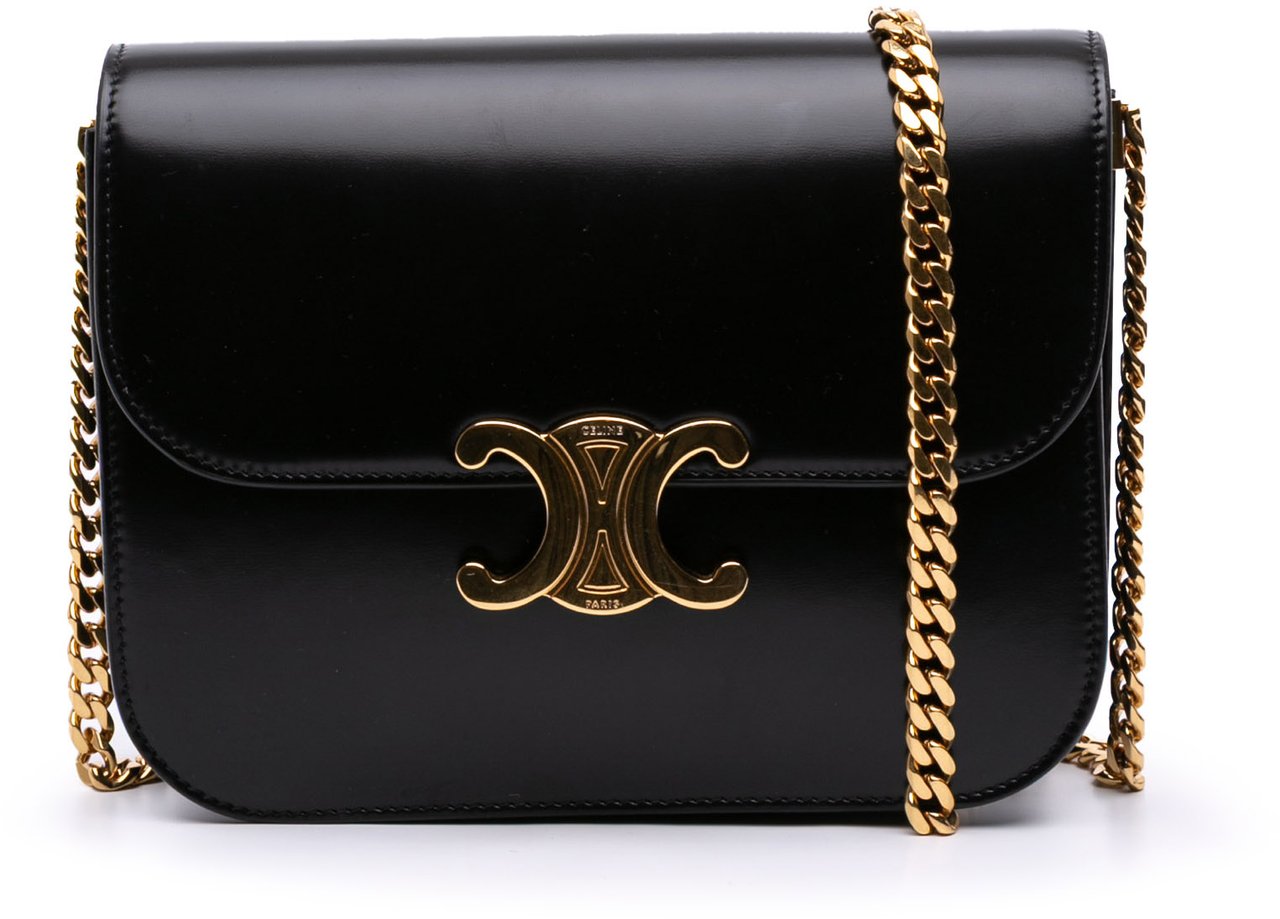 Celine Shiny Calfskin College Triomphe Zwart