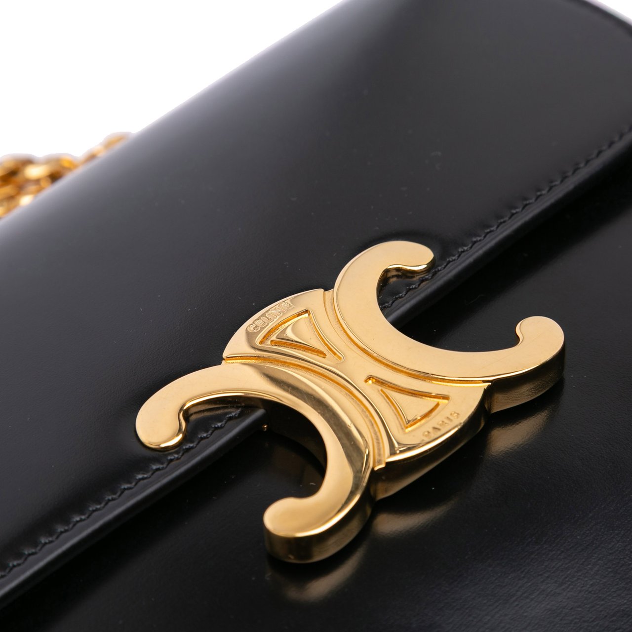 Celine Shiny Calfskin College Triomphe Zwart