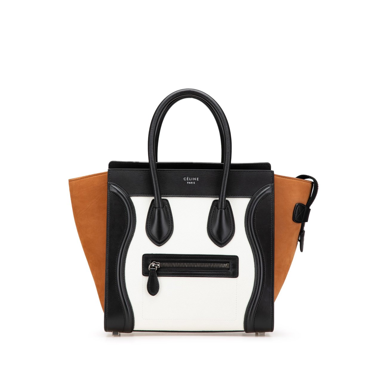 Celine Micro Tricolor Nubuck and Calfskin Luggage Tote Wit