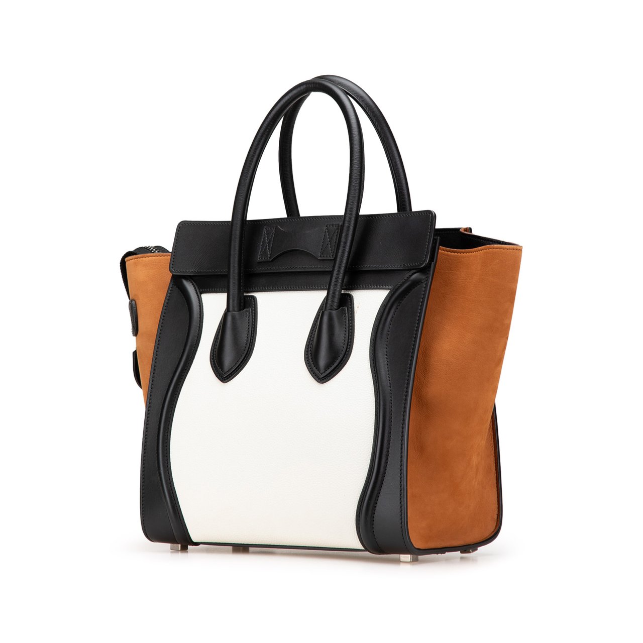 Celine Micro Tricolor Nubuck and Calfskin Luggage Tote Wit