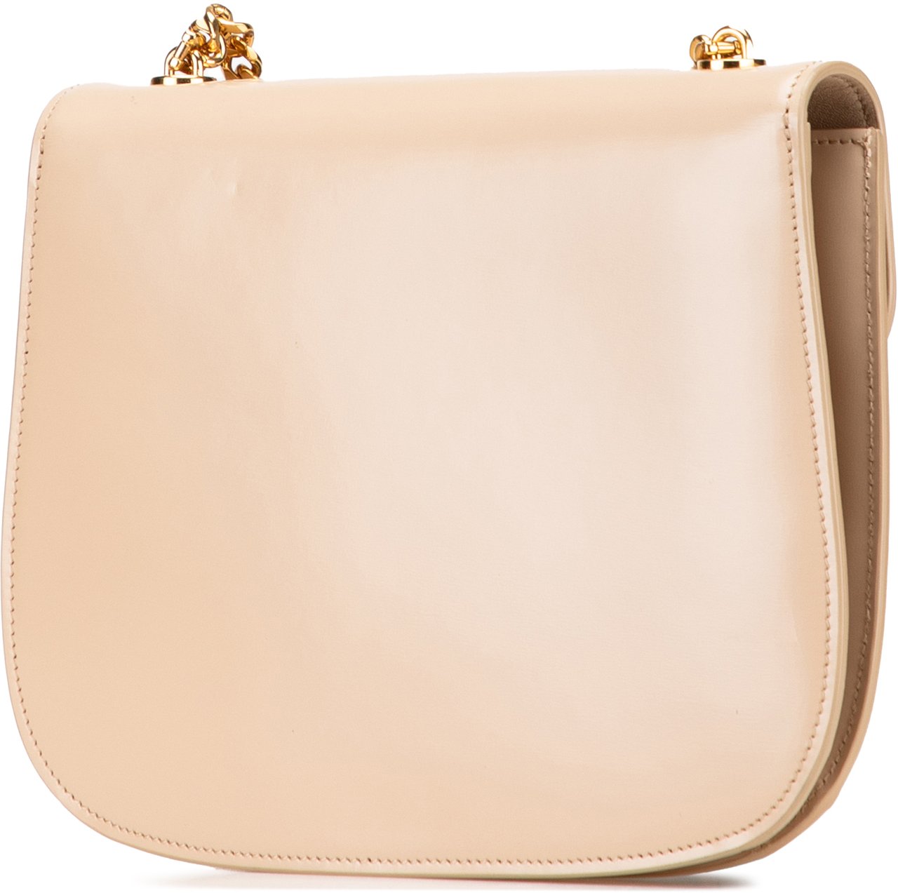 Celine Teen Shiny Calfskin Triomphe Besace Clea Chain Crossbody Bruin