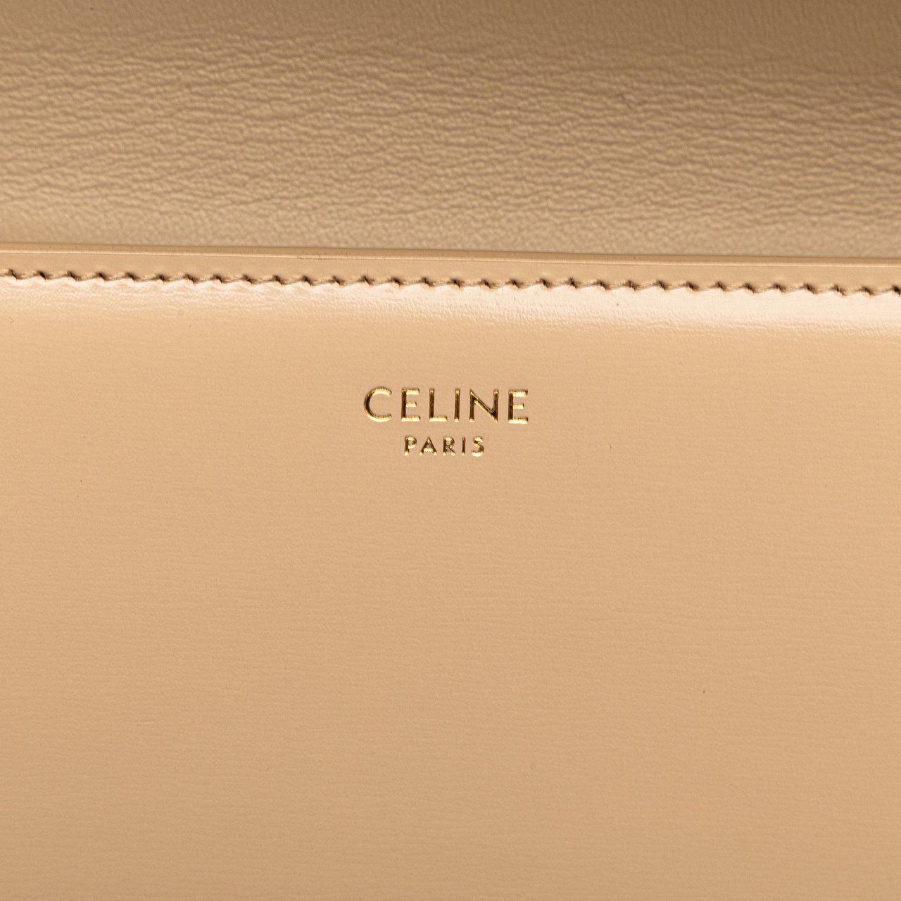 Celine Teen Shiny Calfskin Triomphe Besace Clea Chain Crossbody Bruin