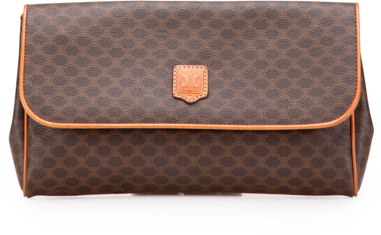 Celine Macadam Coated Canvas Clutch Bruin
