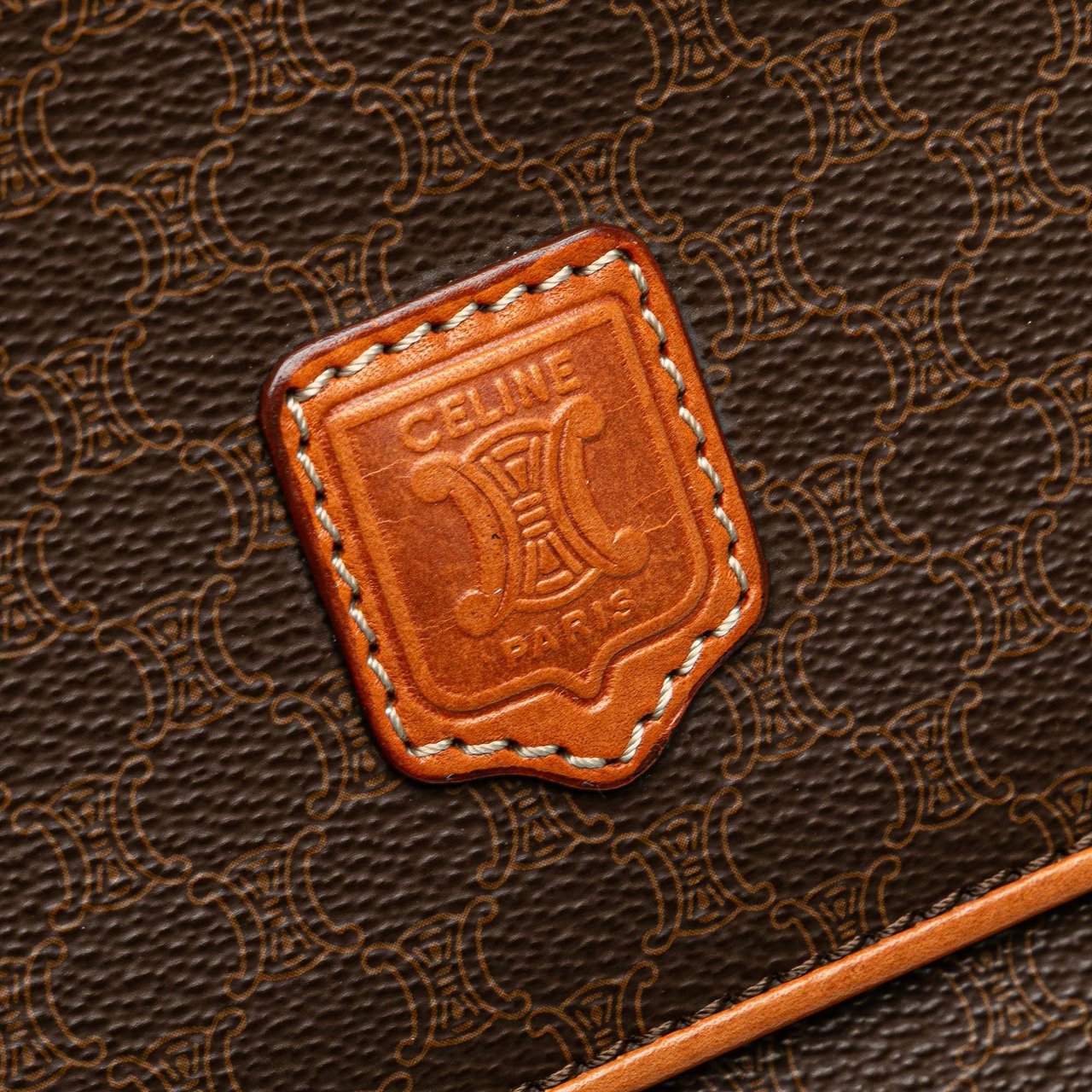 Celine Macadam Coated Canvas Clutch Bruin