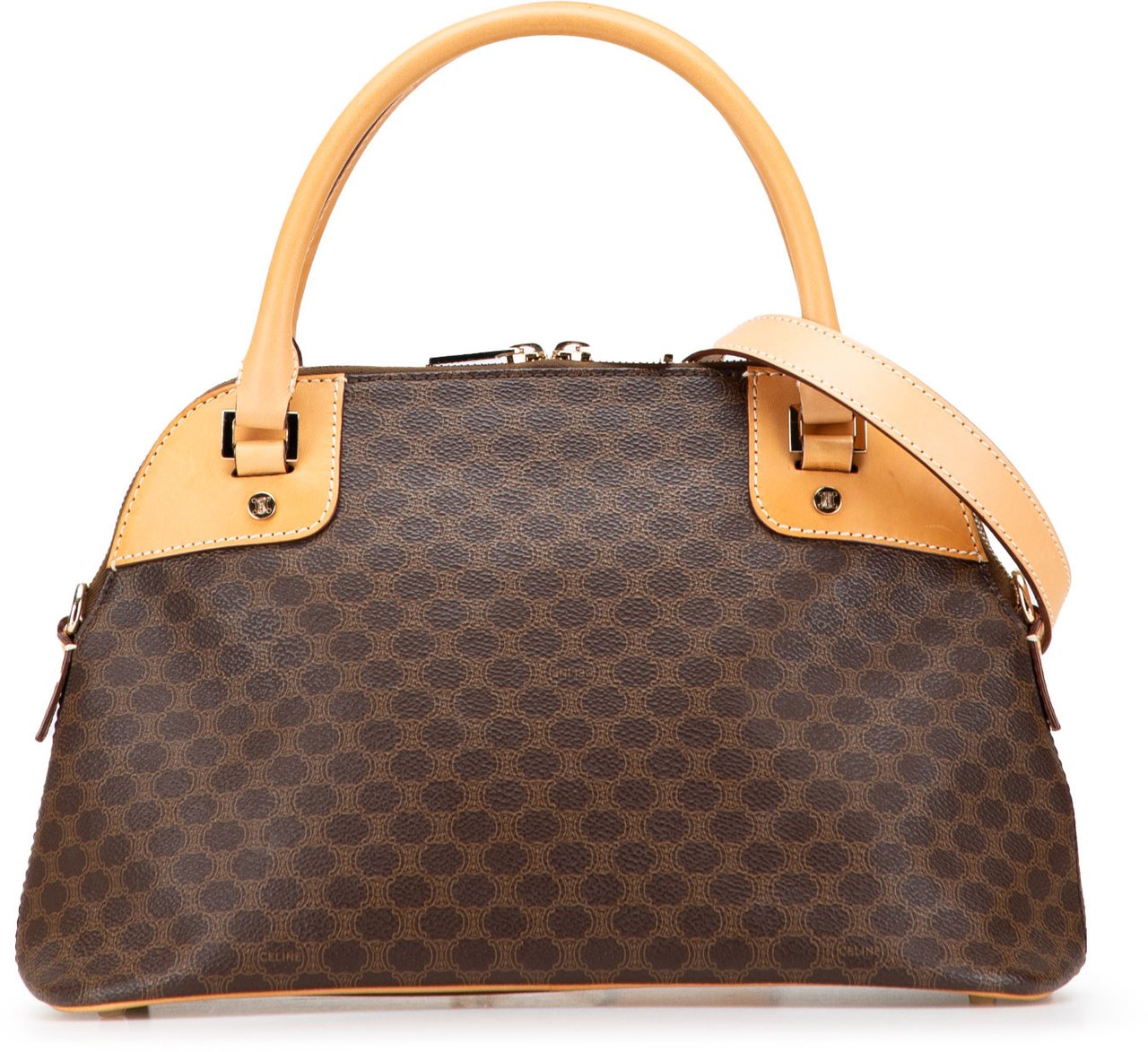 Celine Macadam Coated Canvas Dome Satchel Bruin