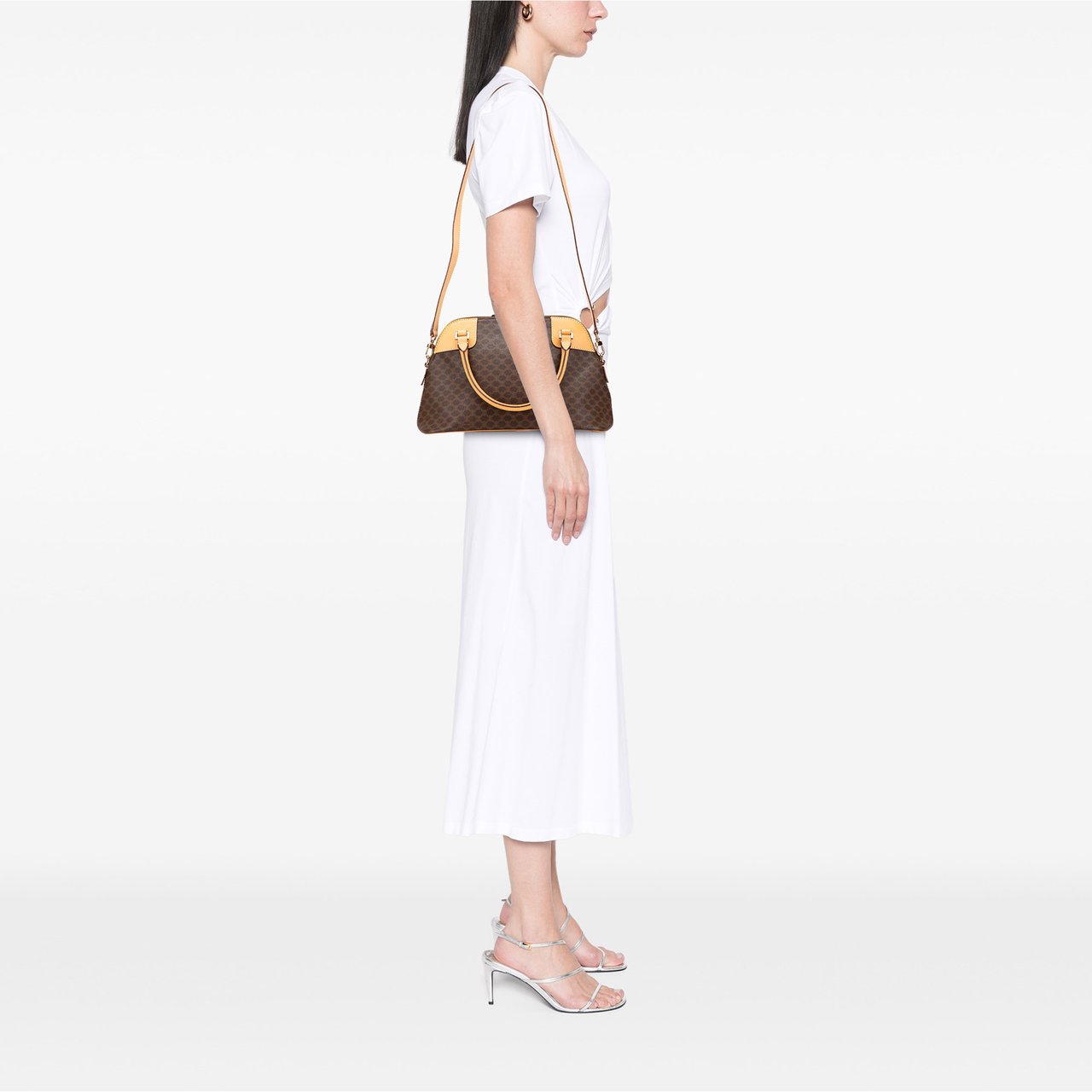 Celine Macadam Coated Canvas Dome Satchel Bruin