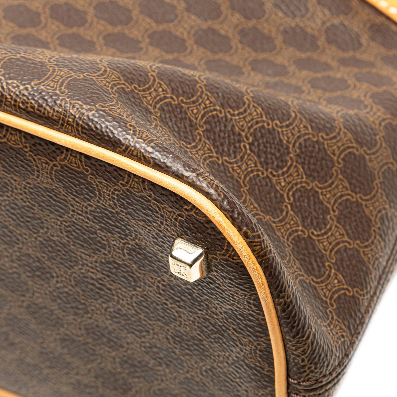 Celine Macadam Coated Canvas Dome Satchel Bruin