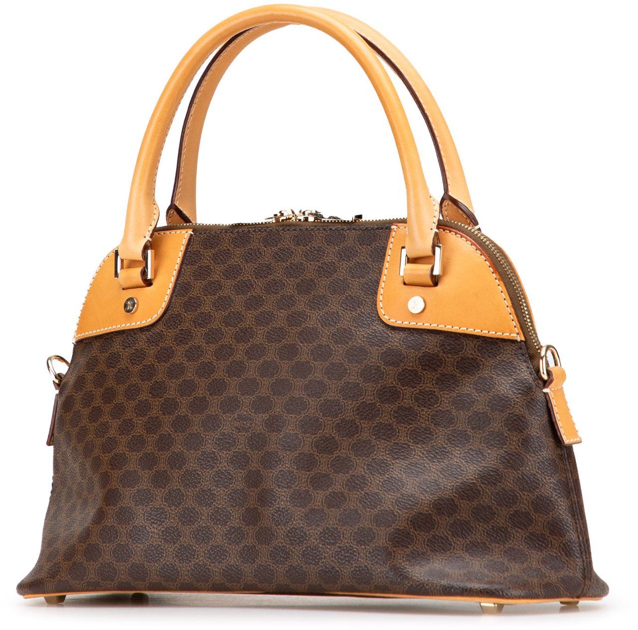 Celine Macadam Coated Canvas Dome Satchel Bruin