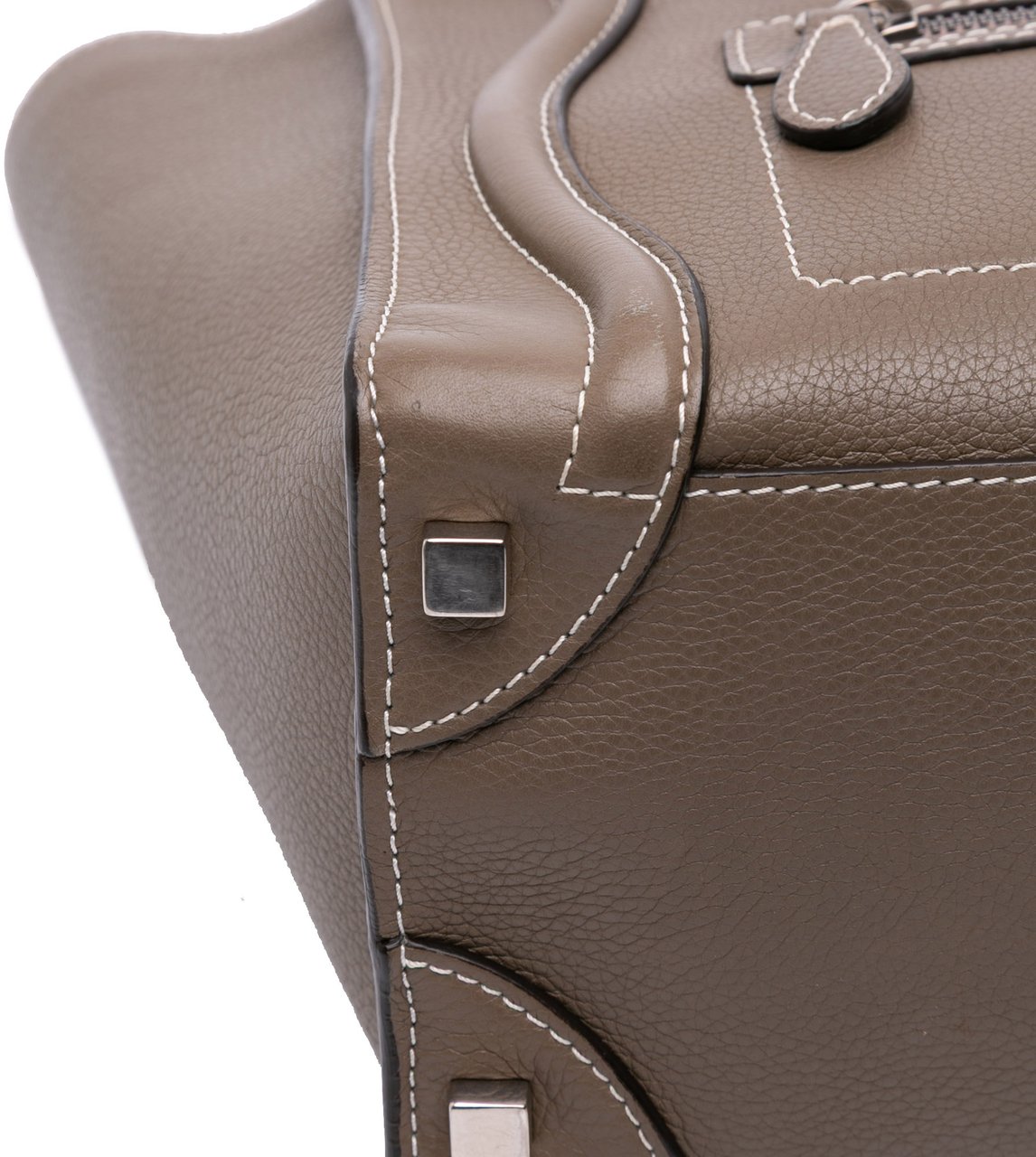 Celine Micro Leather Luggage Tote Bruin