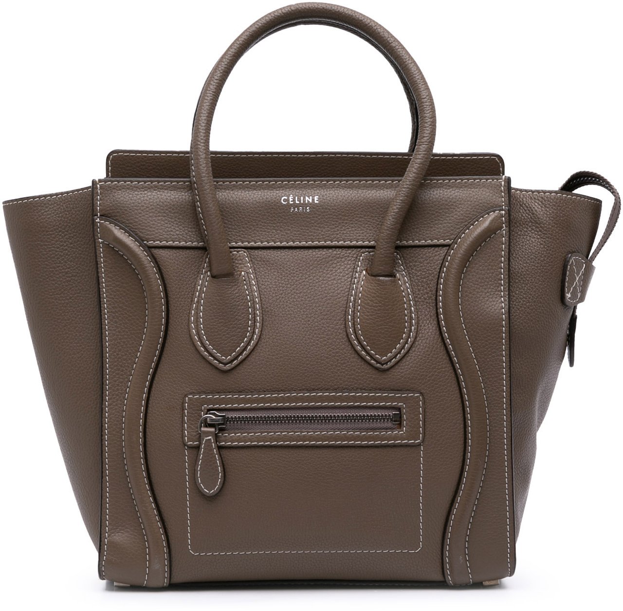 Celine Micro Leather Luggage Tote Bruin