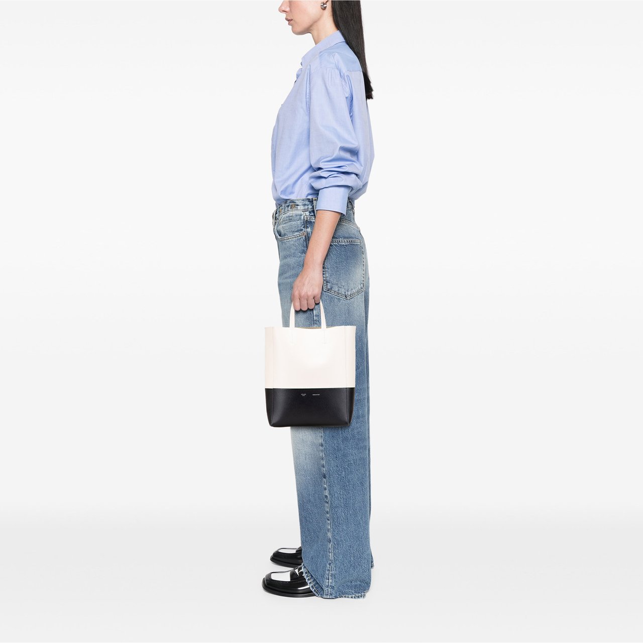 Celine Small Bicolor Leather Vertical Cabas Wit