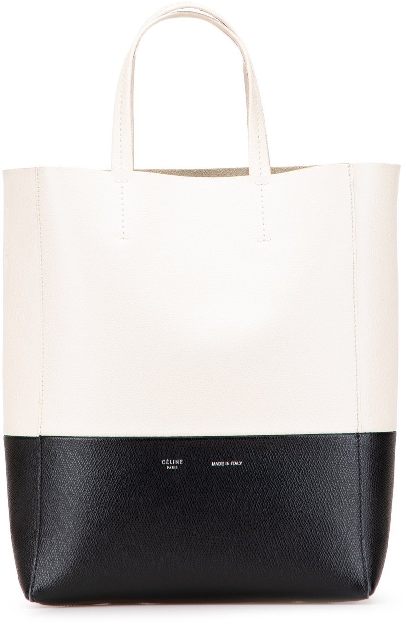 Celine Small Bicolor Leather Vertical Cabas Wit