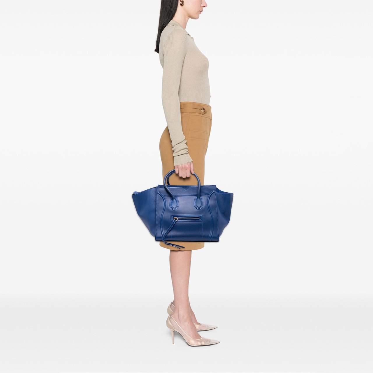 Celine Medium Grained Calfskin Phantom Luggage Tote Blauw