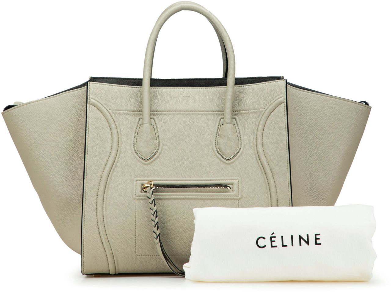 Celine Medium Leather Luggage Phantom Tote Bruin