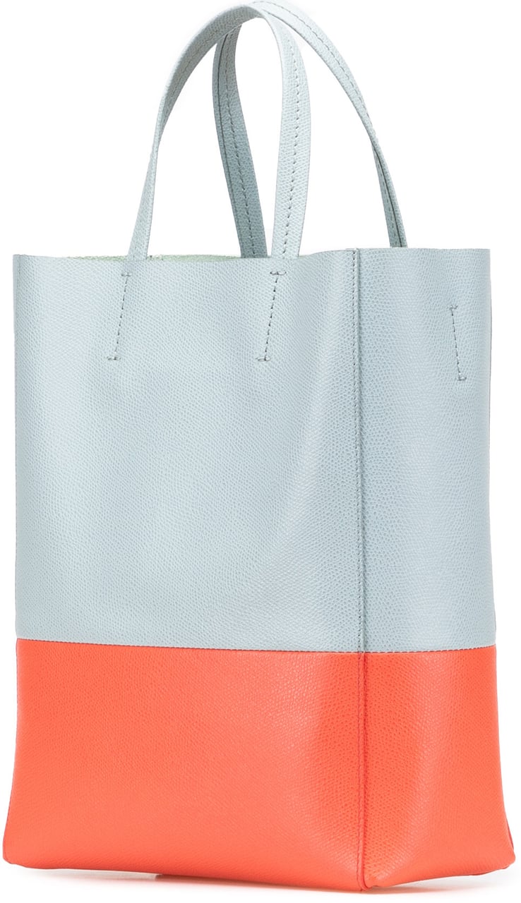 Celine Small Bicolor Leather Vertical Cabas Blauw