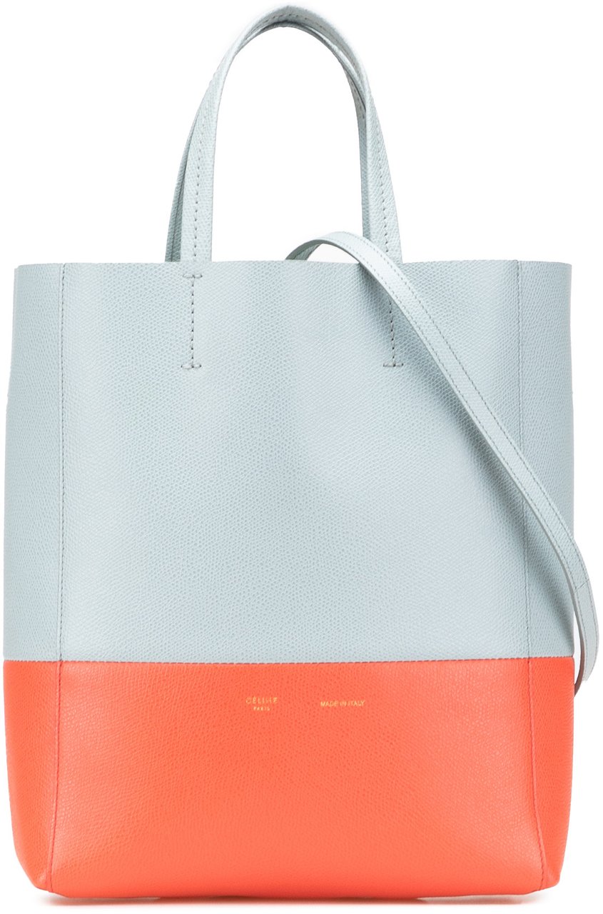 Celine Small Bicolor Leather Vertical Cabas Blauw