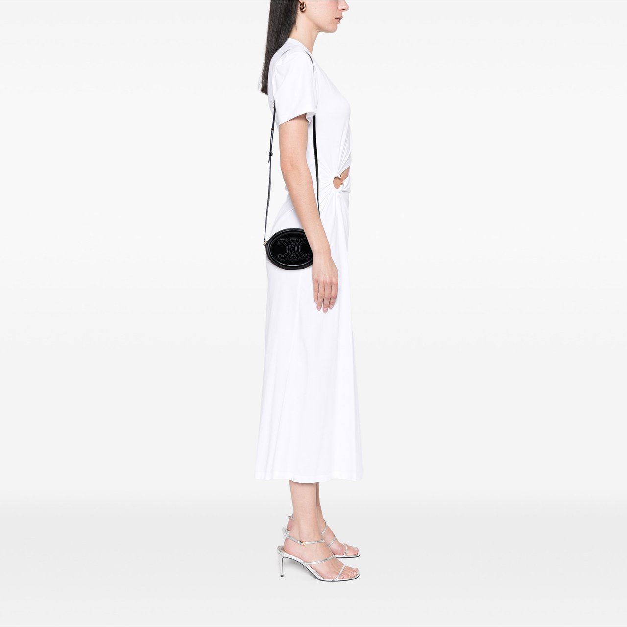 Celine Small Calfskin Cuir Triomphe Oval Crossbody Zwart
