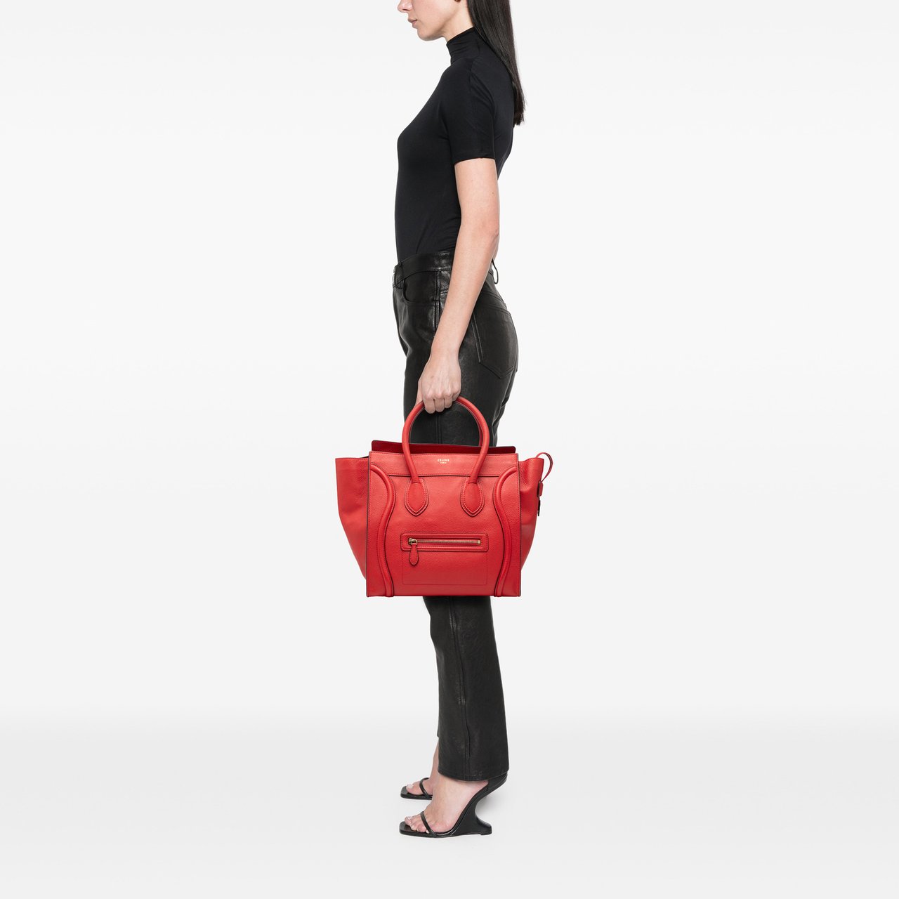 Celine Mini Leather Luggage Tote Oranje