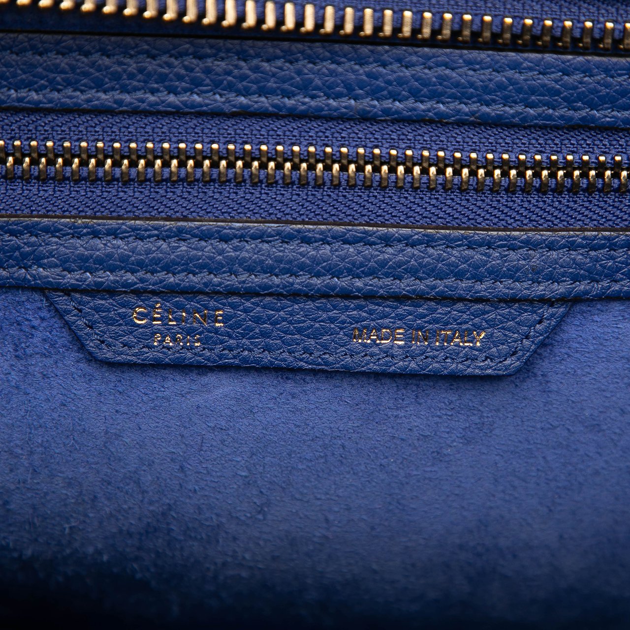 Celine Micro Calfskin Luggage Tote Blauw