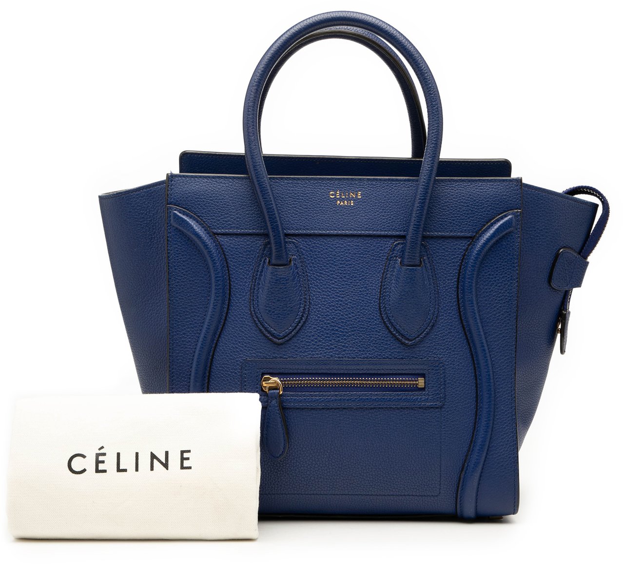 Celine Micro Calfskin Luggage Tote Blauw