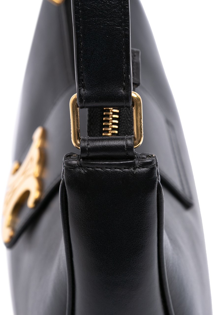Celine Medium Calfskin Triomphe Ava Shoulder Bag Zwart