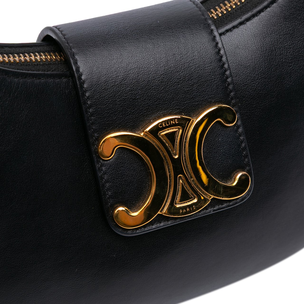 Celine Medium Calfskin Triomphe Ava Shoulder Bag Zwart