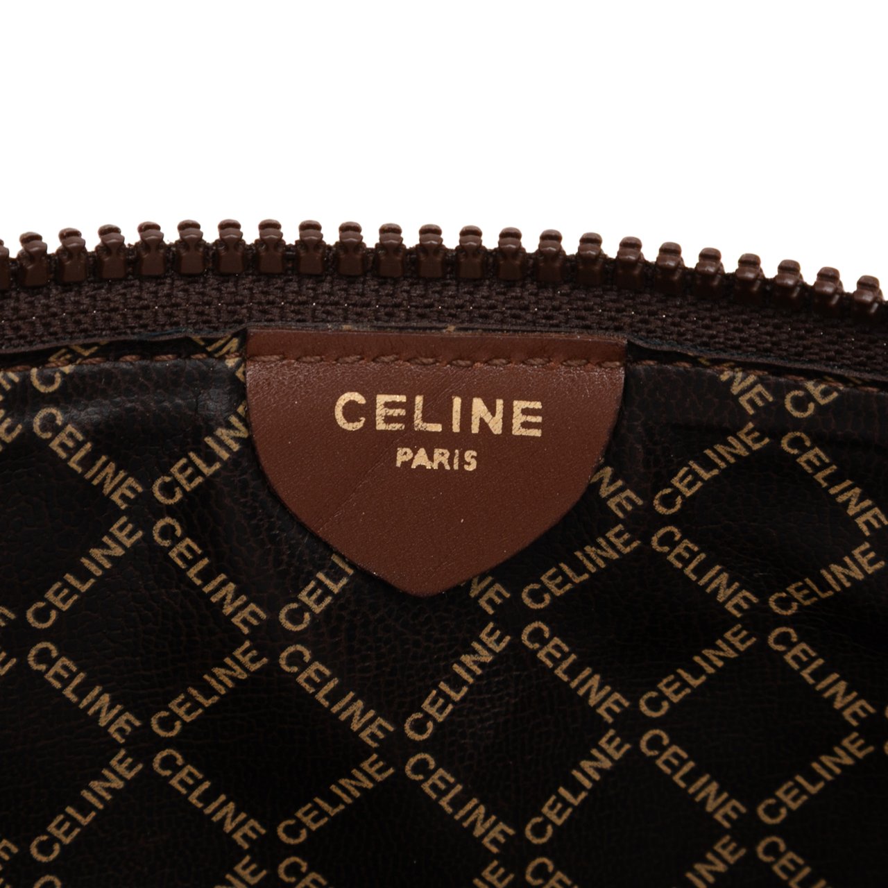 Celine C Carriage Coated Canvas Clutch Bruin