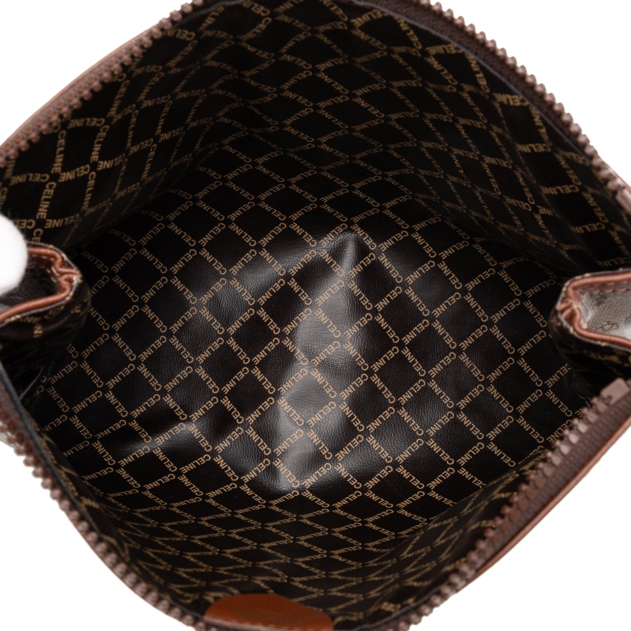 Celine C Carriage Coated Canvas Clutch Bruin