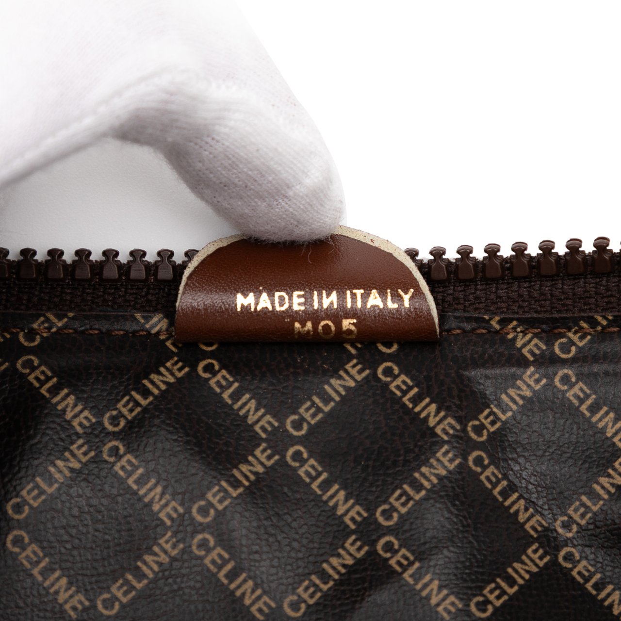 Celine C Carriage Coated Canvas Clutch Bruin