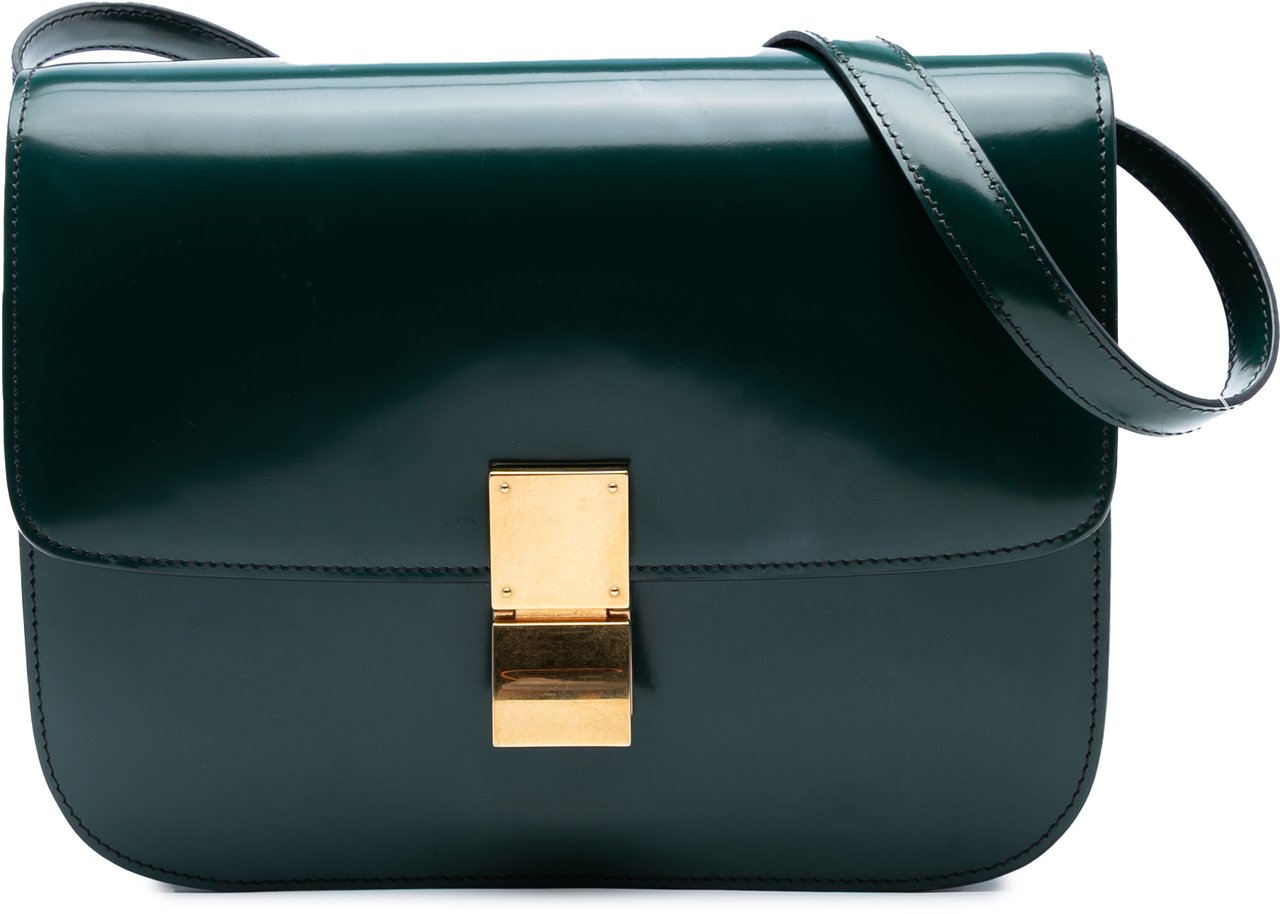 Celine Medium Patent Classic Box Groen