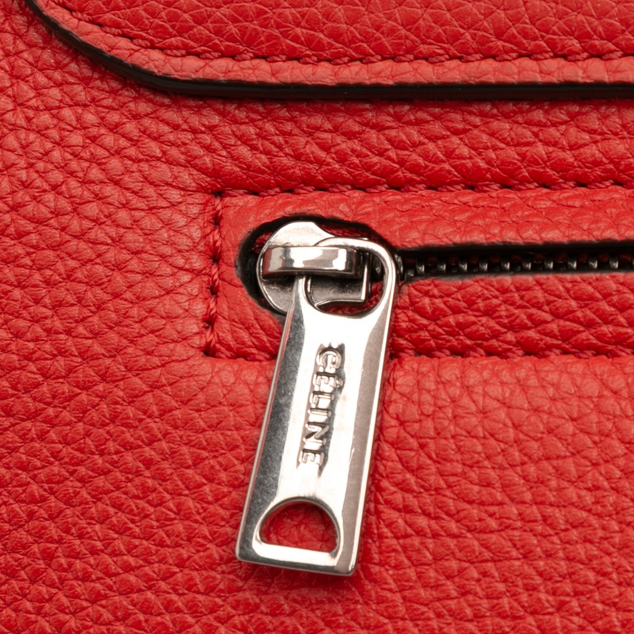 Celine Medium Drummed Calfskin and Suede Trapeze Satchel Rood